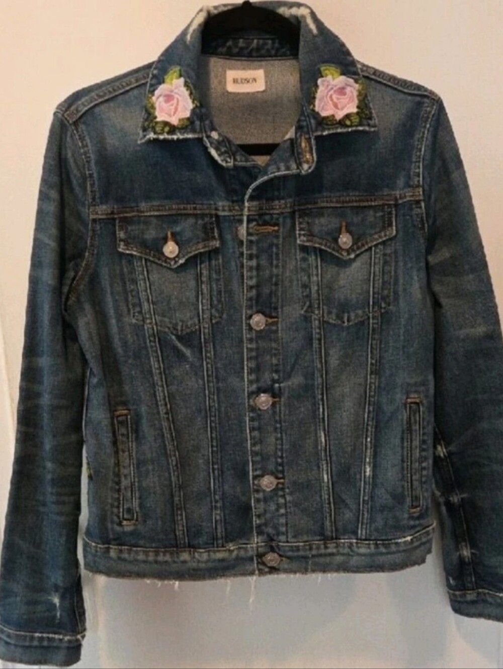 Hudson Jeans Denim Jacket with Floral Appliqués M
